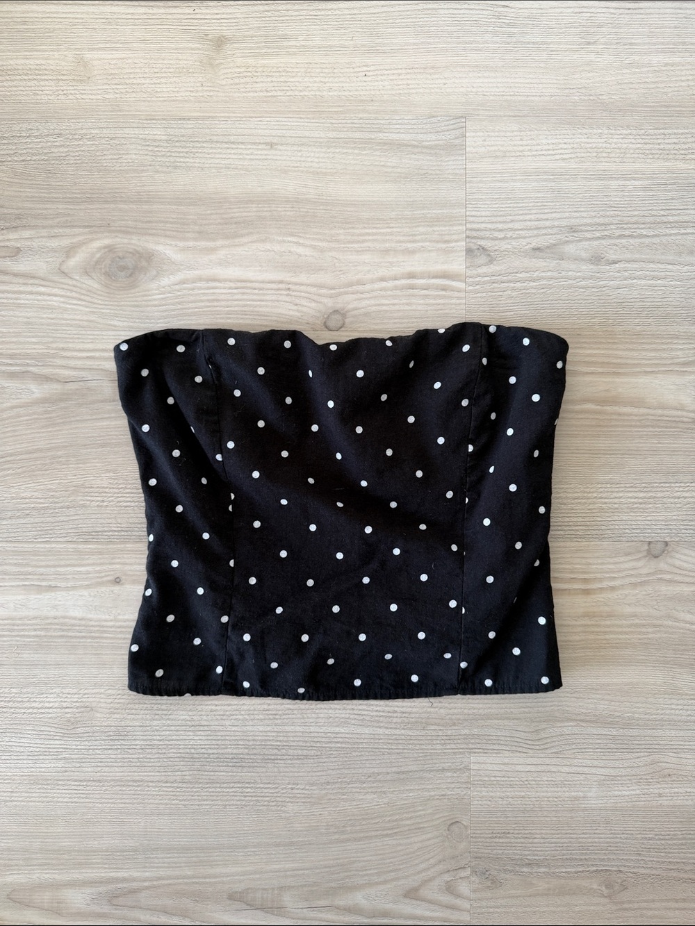 Pretty Garbage Black Polka Dot Strapless Crop Top